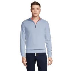 Men's Lands' End Bedford Regular-Fit Ribbed Quarter-Zip Pullover Sweater