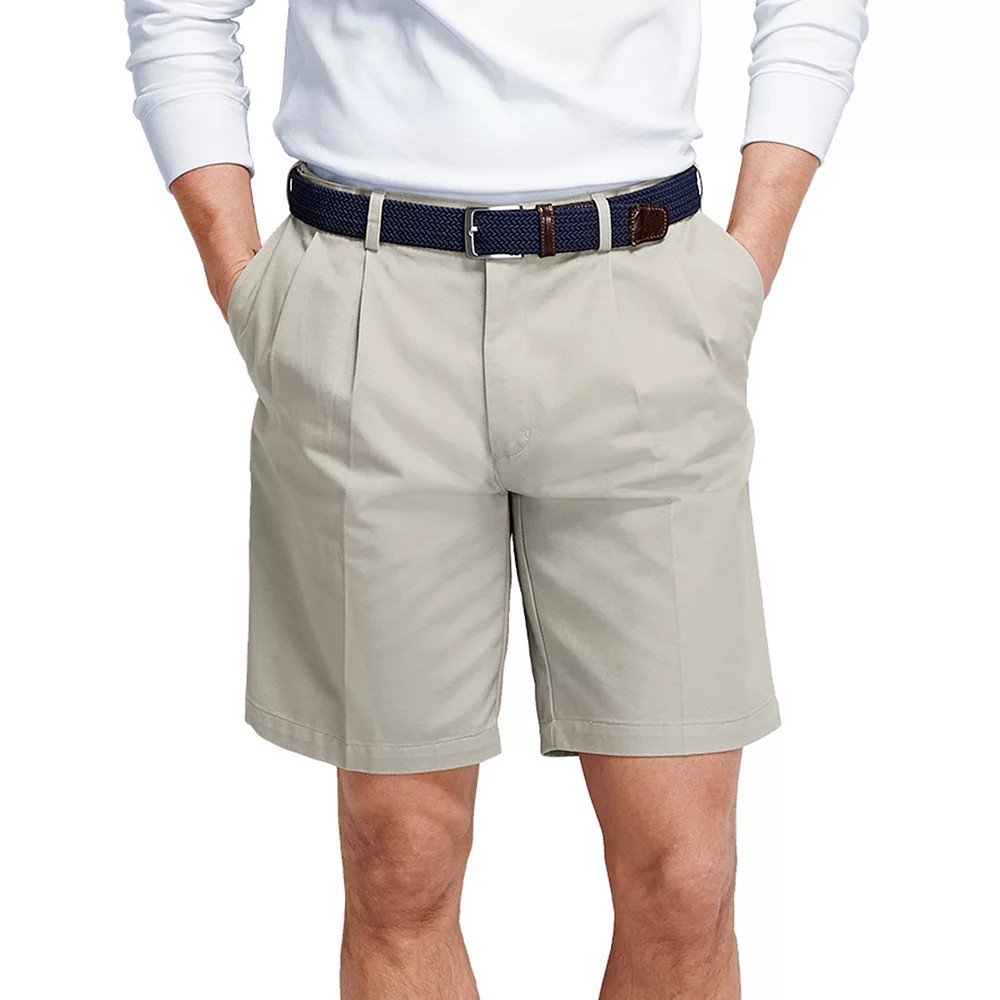 Big & Tall Lands' End Comfort Waist 9-inch No-Iron Pleated Chino Shorts 6 Big & Tall Lands' End Comfort Waist 9-inch No-Iron Pleated Chino Shorts - Image 4