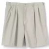 Big & Tall Lands' End Comfort Waist 9-inch No-Iron Pleated Chino Shorts -Stylish Men-Lands' End 4545463 Light Stone
