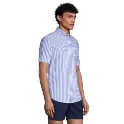 Men's Lands' End Traditional-Fit Essential Lightweight Plaid Poplin Button-Down Shirt -Stylish Men-Lands' End 4549024 ALT2