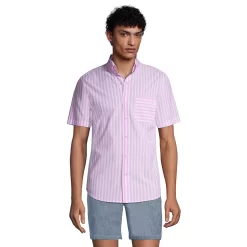 Men's Lands' End Traditional-Fit Essential Lightweight Plaid Poplin Button-Down Shirt