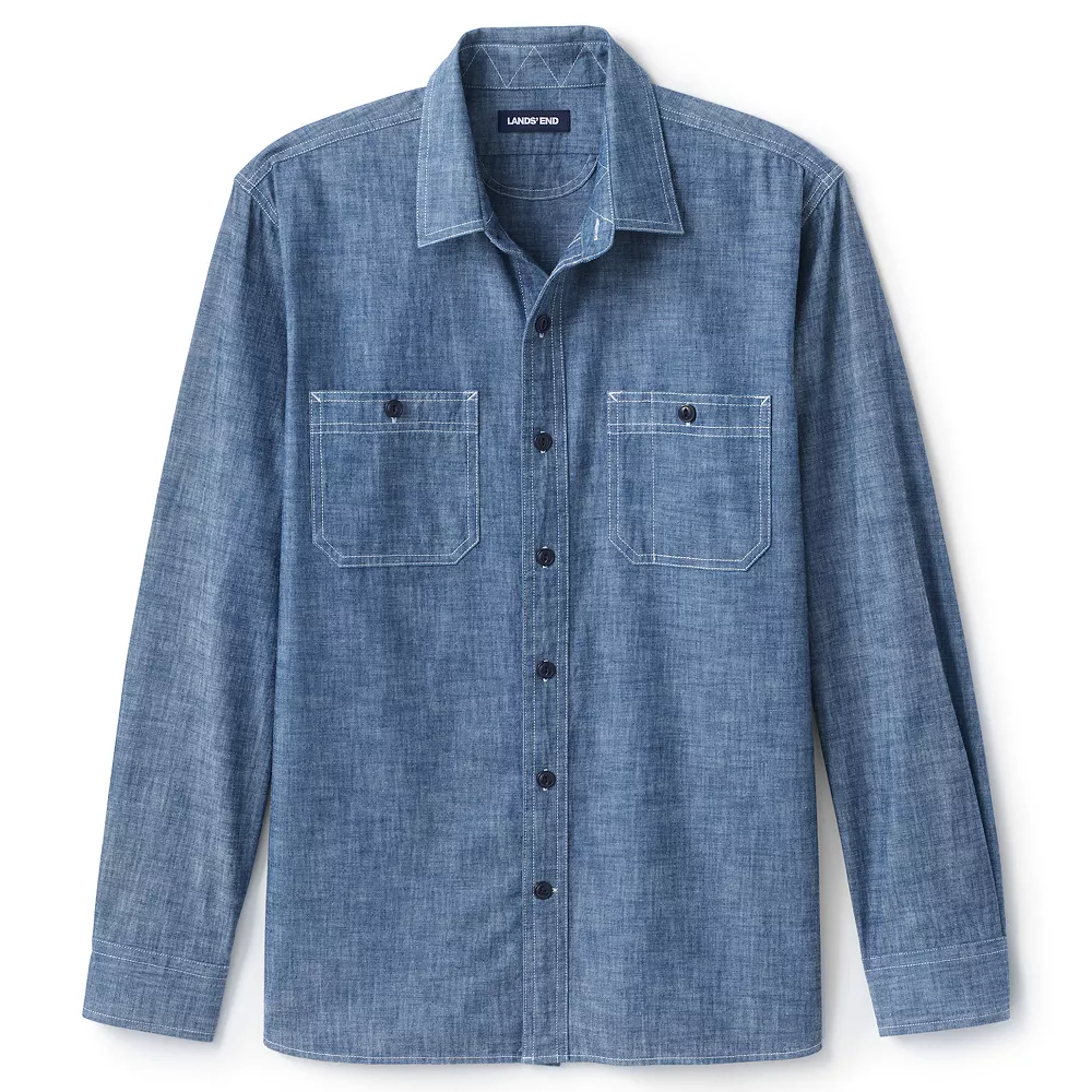 Men's Lands' End Traditional-Fit Chambray Work Shirt 3 Men's Lands' End Traditional-Fit Chambray Work Shirt