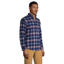 Men's Lands' End Slim-Fit Flagship Flannel Shirt -Stylish Men-Lands' End 4549516 ALT2