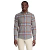 Men's Lands' End Slim-Fit Flagship Flannel Shirt -Stylish Men-Lands' End 4549516 Pewter Heather Plaid