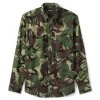 Big & Tall Lands' End Tailored-Fit Print Flagship Flannel Shirt -Stylish Men-Lands' End 4549526 Sienna Brown Camo