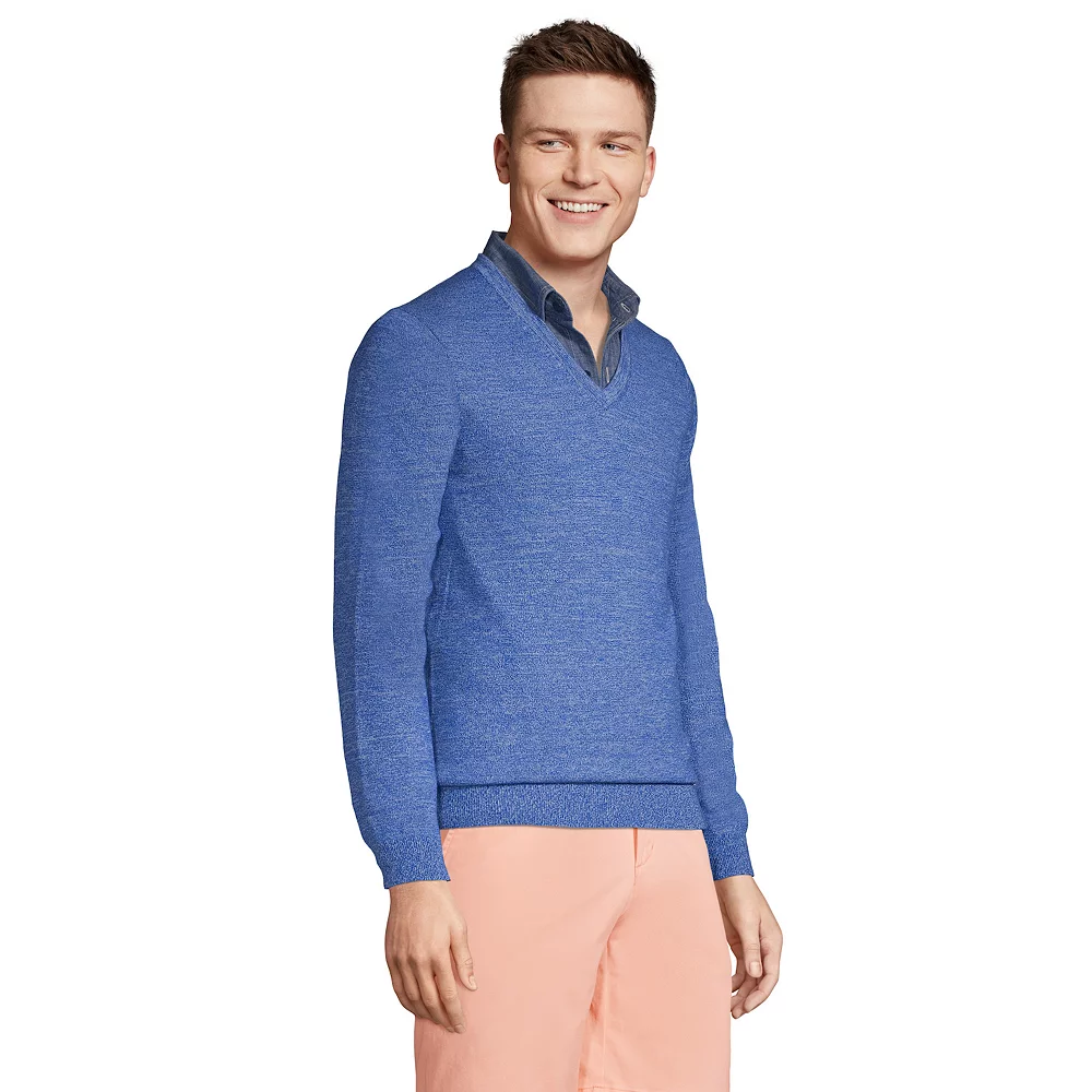 Men's Lands' End Classic-Fit Fine-Gauge Supima Cotton V-neck Sweater 5 Men's Lands' End Classic-Fit Fine-Gauge Supima Cotton V-neck Sweater - Image 3