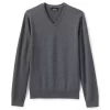 Men's Lands' End Classic-Fit Fine-Gauge Supima Cotton V-neck Sweater -Stylish Men-Lands' End 4552519 Charcoal Heather