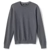 Big & Tall Lands' End Fine-Gauge Supima Cotton Crewneck Sweater -Stylish Men-Lands' End 4552525 Charcoal Heather