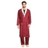 Men's Lands' End Sherpa-Lined Flannel Robe -Stylish Men-Lands' End 4555503 Rich Red Field Check