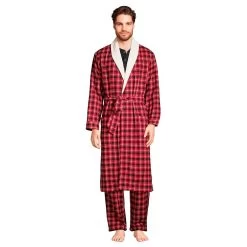 Men's Lands' End Sherpa-Lined Flannel Robe