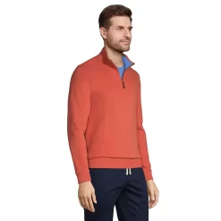 Big & Tall Lands' End Bedford Quarter-Zip Sweater -Stylish Men-Lands' End 4555702 ALT2