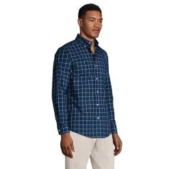 Big & Tall Lands' End Traditional-Fit No-Iron Twill Button-Down Shirt -Stylish Men-Lands' End 4563309 ALT2