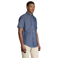 Men's Lands' End Traditional-Fit Chambray Button-Down Shirt -Stylish Men-Lands' End 4563310 ALT2