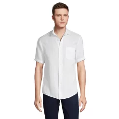 Big & Tall Lands' End Traditional Fit Linen Button-Down Shirt