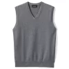 Men's Lands' End Fine-Gauge Supima Cotton Sweater Vest -Stylish Men-Lands' End 5236239 Charcoal Heather
