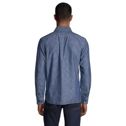 Men's Lands' End Tailored-Fit Chambray Work Shirt 6 Men's Lands' End Tailored-Fit Chambray Work Shirt -Stylish Men-Lands' End 5237221 ALT