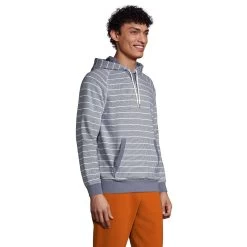 Men's Lands' End Serious Sweats Striped French Terry Pullover Hoodie -Stylish Men-Lands' End 5238636 ALT2