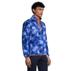 Big & Tall Lands' End Heritage Regular-Fit Colorblock Fleece Snap-Neck Pullover Top -Stylish Men-Lands' End 5354164 ALT2