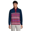Big & Tall Lands' End Heritage Regular-Fit Colorblock Fleece Snap-Neck Pullover Top -Stylish Men-Lands' End 5354164 Red Navy Fairisle