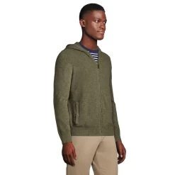 Big & Tall Lands' End Cashmere Full-Zip Hoodie -Stylish Men-Lands' End 5508383 ALT2