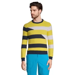 Men's Lands' End Striped Cotton Crewneck Sweater