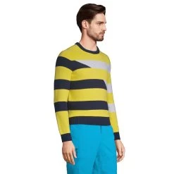 Men's Lands' End Striped Cotton Crewneck Sweater -Stylish Men-Lands' End 5582005 ALT2