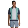 Men's Lands' End Colorblock Supima Sweater Polo -Stylish Men-Lands' End 5582006 Blue Haze Stripe