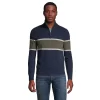 Men's Lands' End Modern-Fit Striped Fine Gauge Cashmere Quarter-Zip Pullover Sweater -Stylish Men-Lands' End 5582007 Navy Forest Stripe