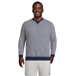 Big & Tall Lands' End Serious Sweats Striped French Terry Crewneck Sweatshirt