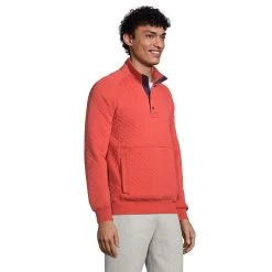 Big & Tall Lands' End Classic-Fit Quilted Snap Mockneck Pullover Top -Stylish Men-Lands' End 5583153 ALT2