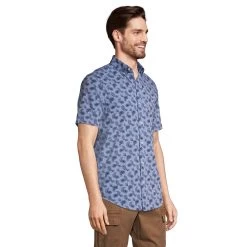 Big & Tall Lands' End Traditional-Fit Chambray Button-Down Shirt -Stylish Men-Lands' End 5584350 ALT2