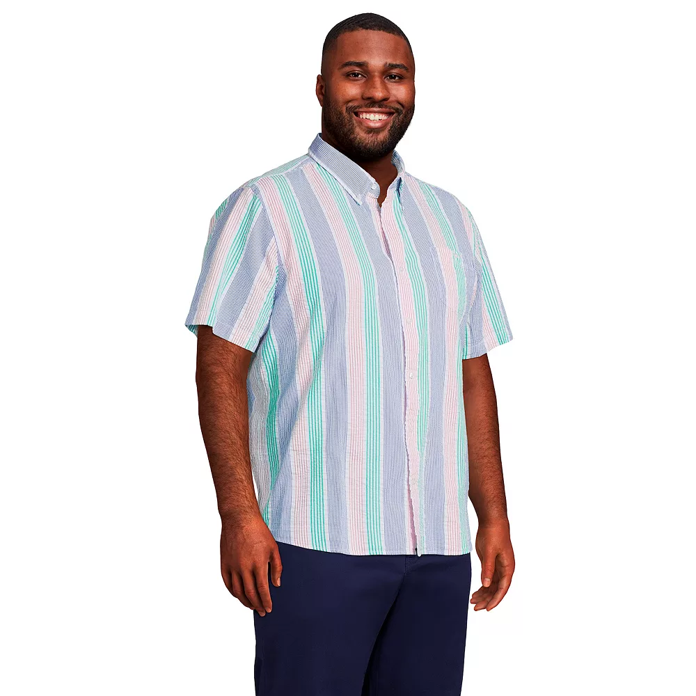 Big & Tall Lands' End Traditional-Fit Seersucker Button-Down Shirt 4 Big & Tall Lands' End Traditional-Fit Seersucker Button-Down Shirt - Image 2
