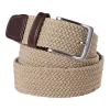 Big & Tall Lands' End Elastic Braid Leather Trim Belt -Stylish Men-Lands' End 5659569 Khaki