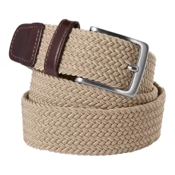 Big & Tall Lands' End Elastic Braid Leather Trim Belt