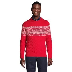 Men's Lands' End Lighthouse Fair Isle Cable-Knit Sweater
