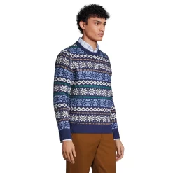 Big & Tall Lands' End Lighthouse Snowflake Crew Sweater -Stylish Men-Lands' End 5917862 ALT2