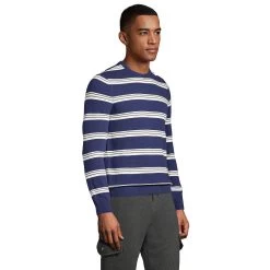 Men's Lands' End Fine Gauge Cashmere Striped Sweater -Stylish Men-Lands' End 5925509 ALT2