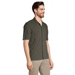 Big & Tall Lands' End Slub Button-Down Shirt -Stylish Men-Lands' End 5946582 ALT2