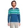 Big & Tall Lands' End Rugby Shirt 1 Big & Tall Lands' End Rugby Shirt -Stylish Men-Lands' End 6003525 Blue Aqua Stripe
