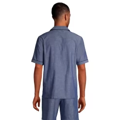 Big & Tall Lands' End Short Sleeve Poplin Pajama Shirt -Stylish Men-Lands' End 6174038 ALT