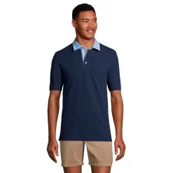Big & Tall Lands' End Seersucker Collar Comfort First Mesh Polo Shirt