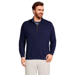 Big & Tall Lands' End Heavy Slub Quarter- Zip Top