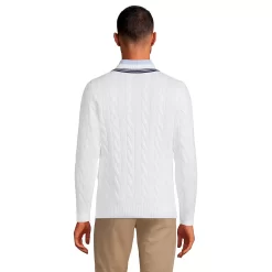 Men's Lands' End Classic Drifter V-Neck Tipped Cable Sweater -Stylish Men-Lands' End 6192036 ALT